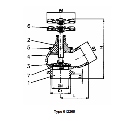 Fire and Deck wash valves DIN 14461, PN 16/DN65 angle type 30°