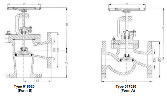Stop-valves and angle stop-valves, PN 16/DN150