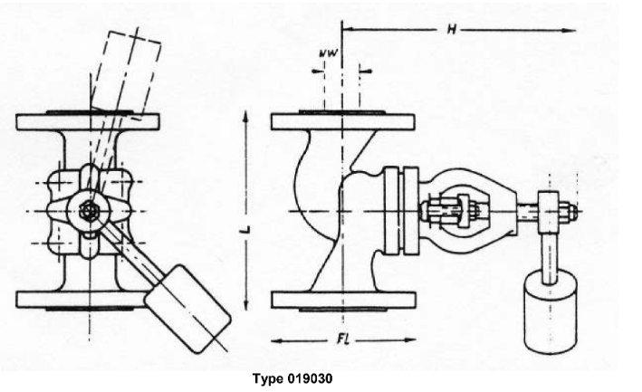 self-closing-valves, straight type, PN 40/DN50 with lever and weight