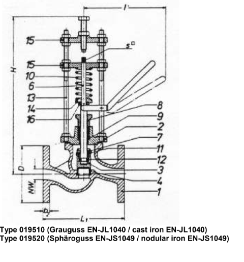 self-closing-drain-valves, PN 16/DN15 spring-closing, with lever