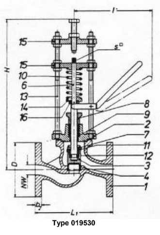 self-closing-drain-valves, PN 40/DN15 spring-closing, with lever