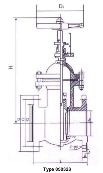 gate valves with indicator, flat body, PN 10/16, DN200 nodular iron EN-JS1049, DIN 3352-2