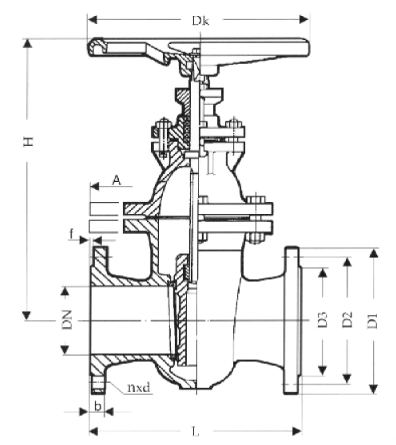 gate valves, oval body, PN 10/DN300 with inside, non-rising stem