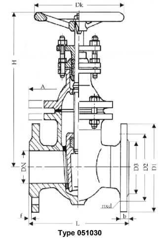 gate valves, oval body, PN 16/DN200 with inside, non-rising stem