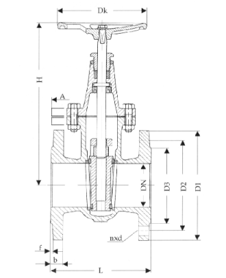 gate valves, flat body, PN 10/DN80 with inside, non-rising stem