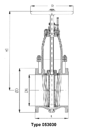 gate valves with indicator, flat body, PN 10/16, DN200 cast steel 1.0619+N, DIN 3352-2