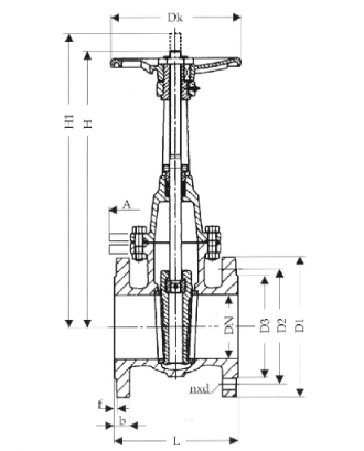 gate valves, flat body, PN 10, DN250 with outside, rising stem