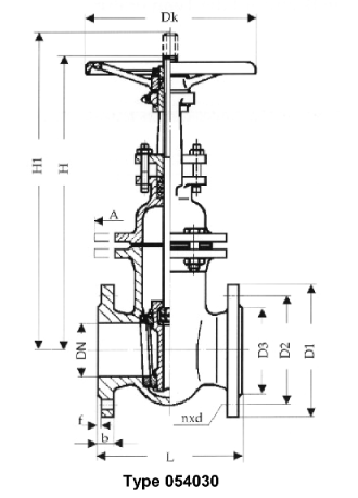 gate valves, flat body, PN 10, DN150 with outside, rising stem