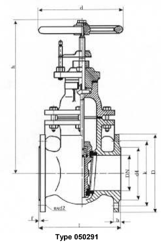 Gate valves, flat body, PN40/DN80, for transformer oil with inside, non-rising stem