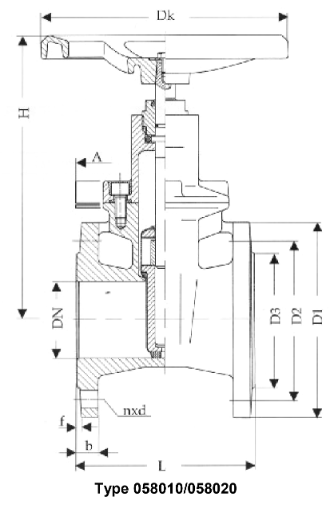 Gate valves, flat body, PN 10/16, DN 80, DIN 3352-4