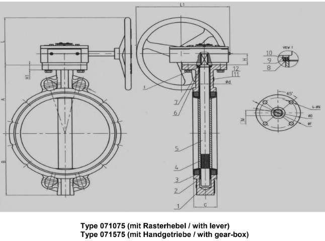 Butterfly-Valves, wafer type PN 10/16 DN250
