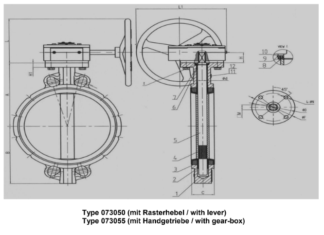 Butterfly valves, wafer type PN 10/16, DN 50