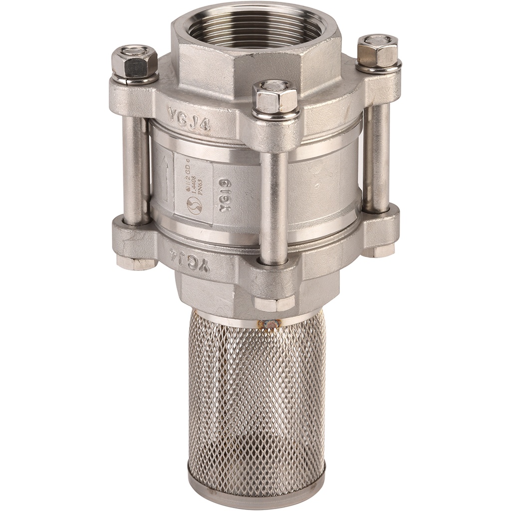 STAINLESS STEEL FOOT V. 383 BSP 4" Check V. 380 +St. steel strainer basket  